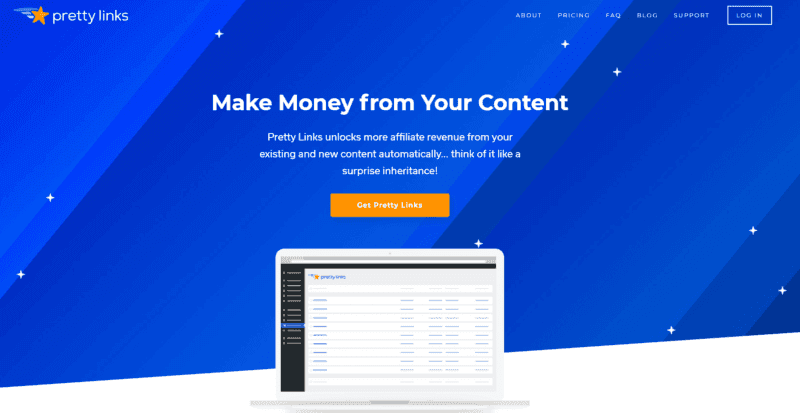 Pretty Links Homepage | Easy Affiliate La página de inicio de Pretty Links.